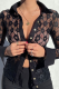 Black Sexy Patchwork Lace Turndown Collar Tops