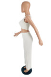 White Sexy Casual Solid Vests Pants One Shoulder Sleeveless Two Pieces