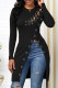 Black Fashion Casual Solid Hollowed Out Slit O Neck Tops
