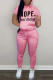 Pink Fashion Casual Letter Print Basic Hooded Collar Long Sleeve Two Pieces