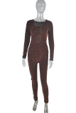 Black Sexy Solid See-through O Neck Skinny Jumpsuits
