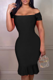 White Sexy Solid Flounce Off the Shoulder Trumpet Mermaid Dresses