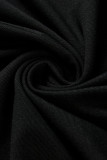 Black Casual Solid Patchwork Beading Turtleneck Tops