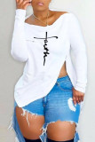 Red Casual Street Print Patchwork Asymmetrical Zipper Off the Shoulder Tops