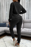 Pink Fashion Casual Solid Patchwork Zipper O Neck Long Sleeve Two Pieces