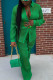 Green Casual Solid Patchwork Turndown Collar Long Sleeve Two Pieces