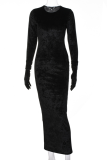 Black Sexy Print Patchwork Half A Turtleneck Pencil Skirt Dresses