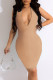 Apricot Fashion Sexy Solid Backless Halter Sleeveless Dress