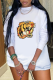 White Casual Animal Print Patchwork O Neck Tops