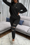 Pink Fashion Casual Solid Patchwork Zipper O Neck Long Sleeve Two Pieces