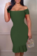 Army Green Sexy Solid Flounce Off the Shoulder Trumpet Mermaid Dresses