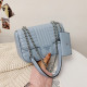 Blue Fashion Simplicity Solid Letter Bags