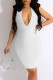 White Fashion Sexy Solid Backless Halter Sleeveless Dress