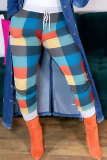 Multicolor Fashion Casual Color Lump Frenulum Regular Mid Waist Pencil Full Print Bottoms