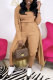 Yellow Fashion Casual Bandage U Neck Long Sleeve Two Pieces