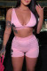 Pink Sexy Casual Print Basic V Neck Sleeveless Two Pieces