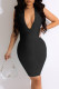 Black Fashion Sexy Solid Backless Halter Sleeveless Dress