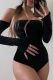 Black Sexy Solid Patchwork Strapless Skinny Bodysuits