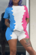 Powder Blue Casual Patchwork Tie-dye O Neck Long Sleeve Two Pieces