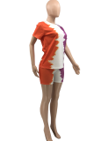 Powder Blue Casual Patchwork Tie-dye O Neck Long Sleeve Two Pieces