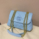 Blue Fashion Simplicity Solid Patchwork Bags