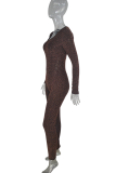 Black Sexy Solid See-through O Neck Skinny Jumpsuits