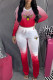 Red Fashion Casual Gradual Change Print Fold O Neck Long Sleeve Two Pieces