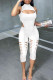 White Sexy Casual Solid Hollowed Out Asymmetrical Turtleneck Sleeveless Two Pieces