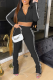 Black Casual Solid Patchwork Hooded Collar Long Sleeve Two Pieces