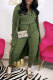 Green Fashion Casual Bandage U Neck Long Sleeve Two Pieces