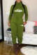 Ink Green Fashion Casual Print Letter Turtleneck Long Sleeve Two Pieces