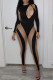 Black Sexy Patchwork Patchwork Skinny Jumpsuits