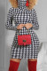 Black White Fashion Sexy Print Basic Turtleneck Printed Dress