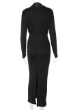 Red Casual Solid Patchwork Half A Turtleneck Pencil Skirt Dresses