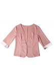 Pink Casual Print Patchwork O Neck Half Sleeve Two Pieces