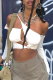 White Sexy Solid Patchwork Spaghetti Strap Tops