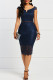 Tibetan Blue Fashion Sexy Patchwork Lace V Neck Short Sleeve Dress