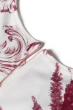 Pink Casual Print Patchwork O Neck Half Sleeve Two Pieces