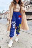 Pink Casual Street Print Patchwork Straight High Waist Straight Positioning Print Bottoms