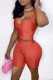 Red Sexy Casual Solid Backless V Neck Sleeveless Two Pieces