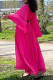 Rose Red Casual Solid Patchwork Fold Straight Dresses