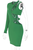 Colour Sexy Print Patchwork O Neck Pencil Skirt Dresses