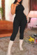 Black Fashion Casual Solid Backless O Neck Skinny Jumpsuits