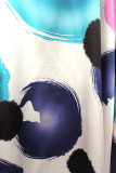 Multicolor Casual Print Split Joint Appliques O Neck Straight Plus Size Dresses
