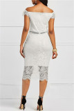 Red Fashion Sexy Patchwork Lace V Neck Short Sleeve Dress