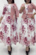 Pink Casual Print Patchwork O Neck Half Sleeve Two Pieces