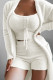 White Fashion Casual Solid Basic O Neck Tank Shorts Two Piece Set