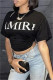 Black Fashion Casual Letter Print Basic O Neck T-Shirts