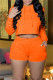 Orange Fashion Casual Solid Basic Hooded Collar Long Sleeve Two Pieces