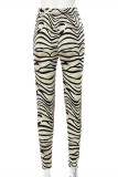 Multicolor Fashion Casual Print Basic Skinny High Waist Pencil Trousers
